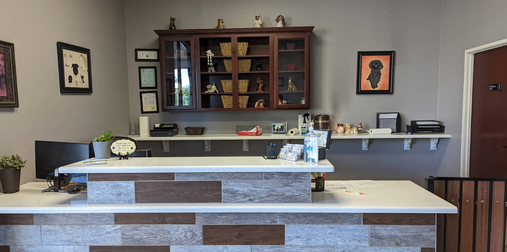 Reception desk inside Prestige Pet Salon