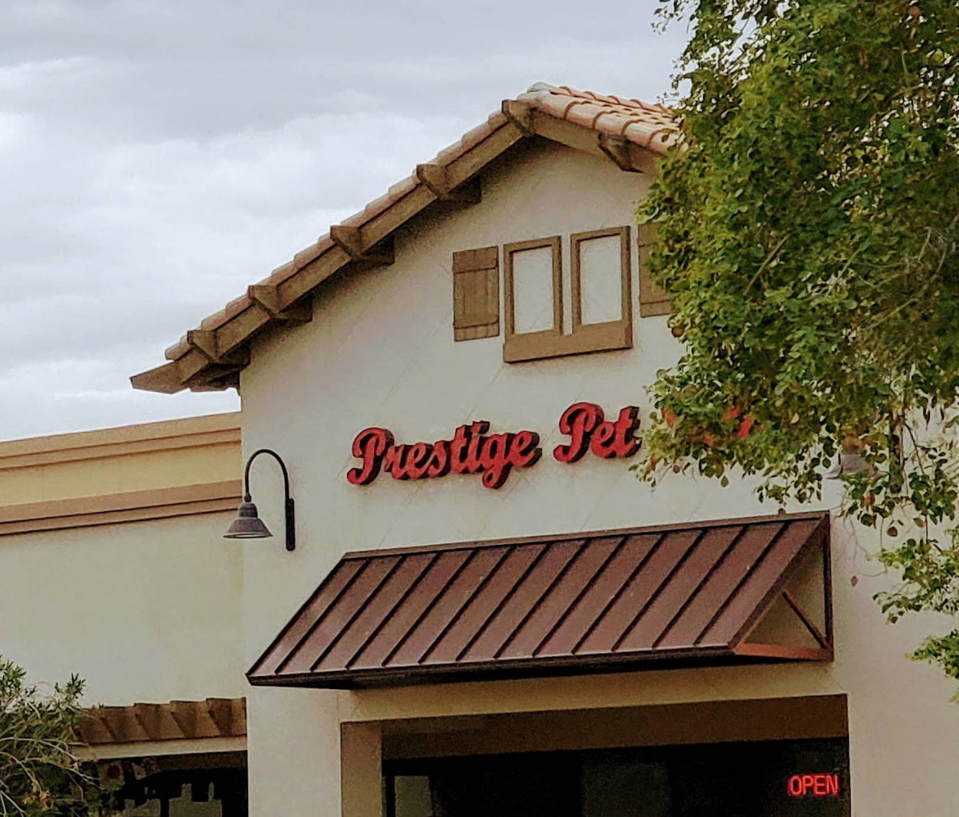 Prestige Pet Salon exterior sign in Chandler, Arizona